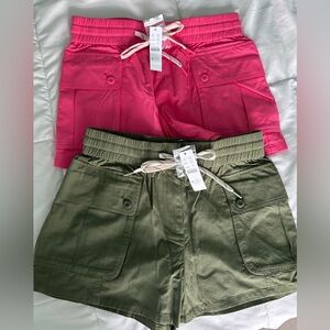 NWT J.Crew Lot Pink and Green Cargo Shorts Set, size XS